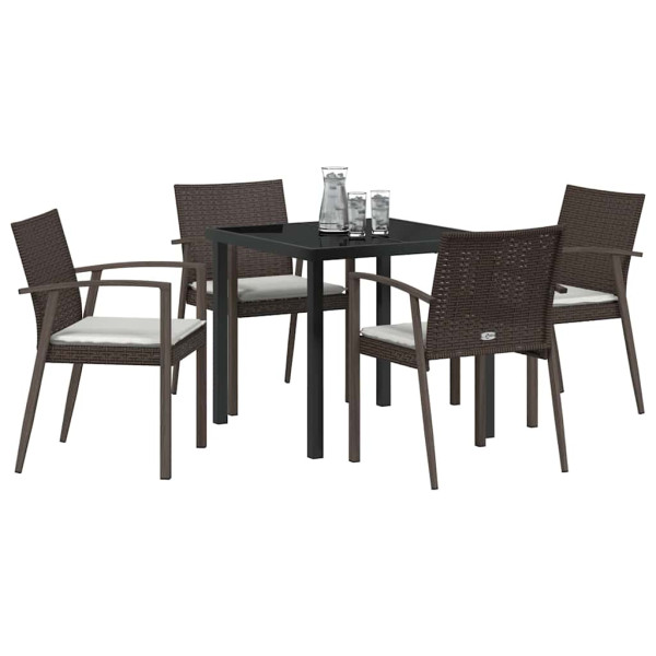Conjunto de Comedor de Jardín 5 pcs Marrón Poliratán M 3