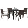Conjunto de Comedor de Jardín 5 pcs Marrón Poliratán 3