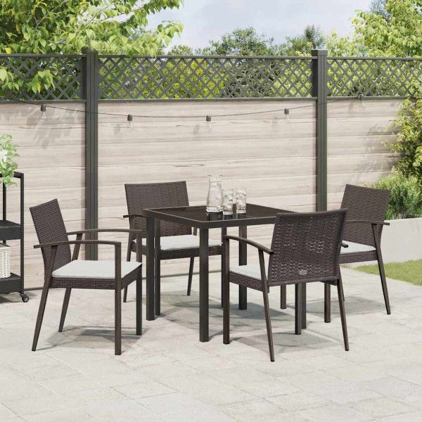 Conjunto de Comedor de Jardín 5 pcs Marrón Poliratán M 4