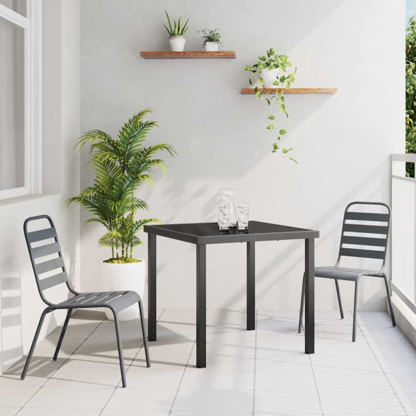 Conjunto de Comedor de Jardín 3 pcs Gris oscuro Acero D