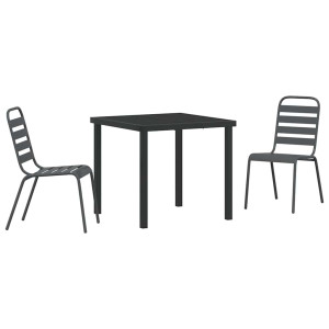 Conjunto de Comedor de Jardín 3 pcs Gris oscuro Acero H