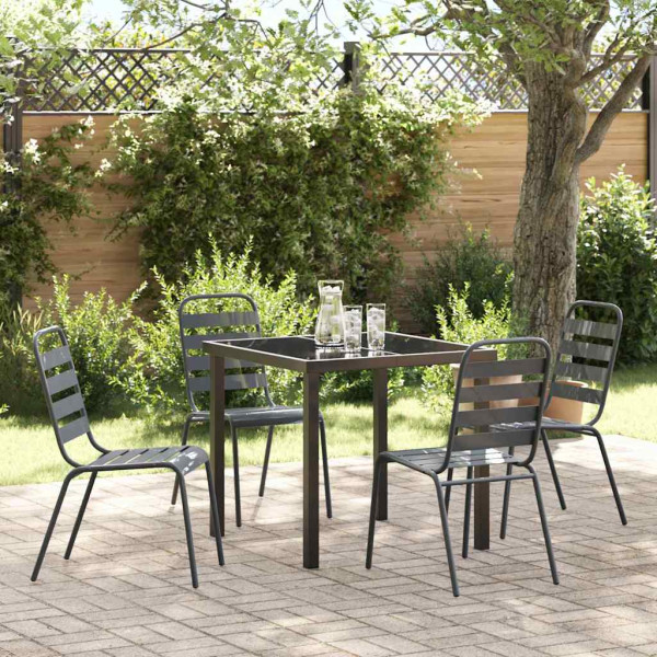 Conjunto de Comedor de Jardín 5 pcs Gris oscuro Acero D