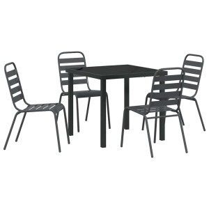 Conjunto de Comedor de Jardín 5 pcs Gris oscuro Acero H