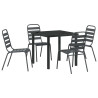 Conjunto de Comedor de Jardín 5 pcs Gris oscuro Acero 2
