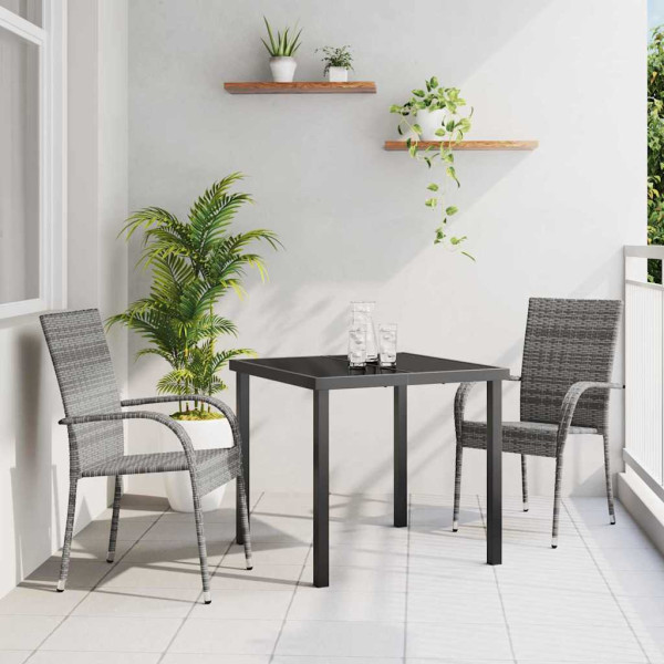 Conjunto de Comedor de Jardín 3 pcs Gris Poliratán D