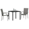 Conjunto de Comedor de Jardín 3 pcs Gris Poliratán 3