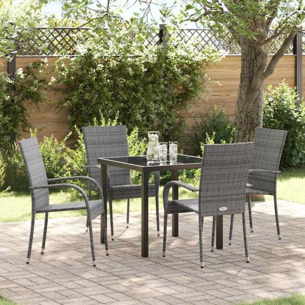 Conjunto de Comedor de Jardín 5 pcs Gris Poliratán D