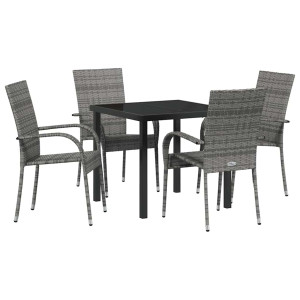 Conjunto de Comedor de Jardín 5 pcs Gris Poliratán H