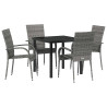 Conjunto de Comedor de Jardín 5 pcs Gris Poliratán 2
