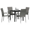 Conjunto de Comedor de Jardín 5 pcs Gris Poliratán 3