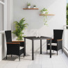 Conjunto de Comedor de Jardín con cojín 3 pcs Negro Poliratán 1