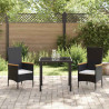 Conjunto de Comedor de Jardín con cojín 3 pcs Negro Poliratán 4