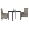 Conjunto de Comedor de Jardín con cojín 3 pcs Gris Poliratán 3