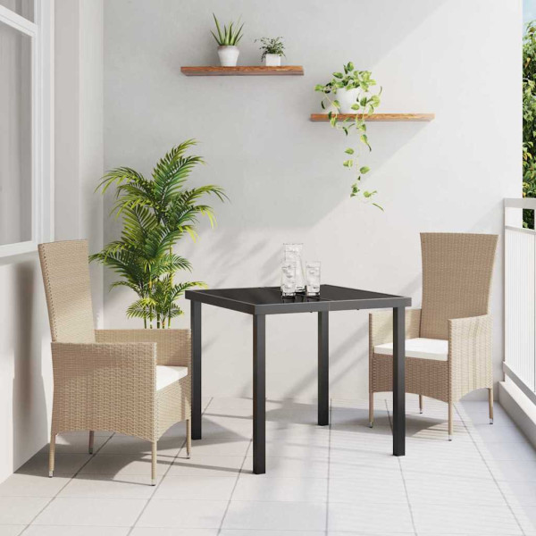 Conjunto de Comedor de Jardín 3 pcs Beige ratán sintético D