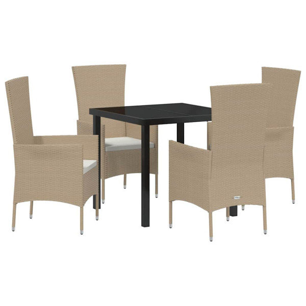 Conjunto de Comedor de Jardín 5 pcs Beige ratán sintético M 2
