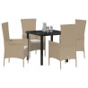 Conjunto de Comedor de Jardín 5 pcs Beige ratán sintético 3