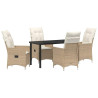 Conjunto de Comedor de Jardín con cojín 5 pcs Beige Poliratán 2