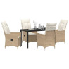 Conjunto de Comedor de Jardín con cojín 5 pcs Beige Poliratán 3