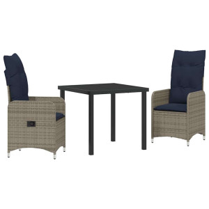 Conjunto de Comedor de Jardín 3 pcs Gris ratán sintético H