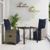 Conjunto de Comedor de Jardín 3 pcs Gris ratán sintético 1