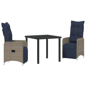 Conjunto de Comedor de Jardín 3 pcs Gris ratán sintético H