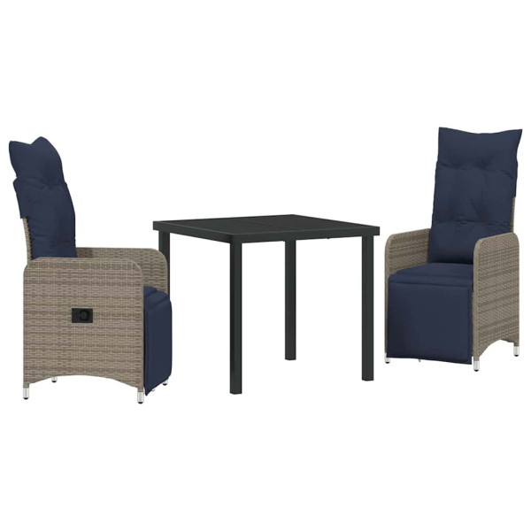 Conjunto de Comedor de Jardín 3 pcs Gris ratán sintético M 2