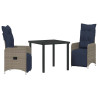 Conjunto de Comedor de Jardín 3 pcs Gris ratán sintético 2