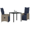 Conjunto de Comedor de Jardín 3 pcs Gris ratán sintético 3
