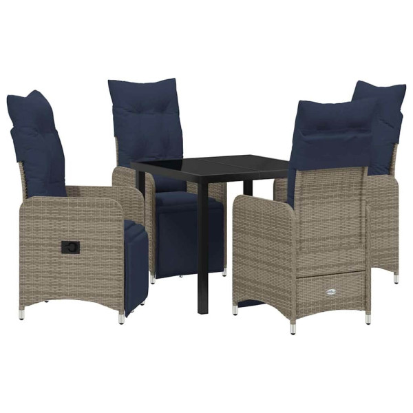 Conjunto de Comedor de Jardín 5 pcs Gris ratán sintético M 2