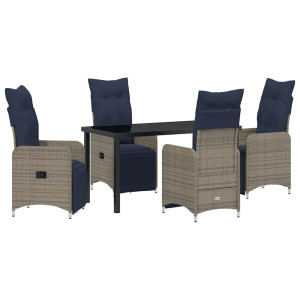 Conjunto de Comedor de Jardín 5 pcs Gris ratán sintético H