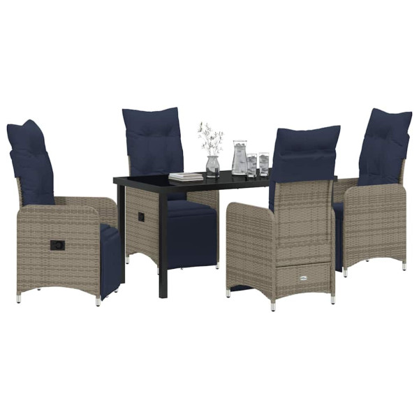 Conjunto de Comedor de Jardín 5 pcs Gris ratán sintético M 3