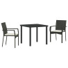 Conjunto de Comedor de Jardín con cojín 3 pcs Negro Poliratán 2