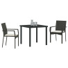 Conjunto de Comedor de Jardín con cojín 3 pcs Negro Poliratán 3