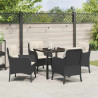 Conjunto de Comedor de Jardín con cojín 5 pcs Negro Poliratán 4