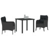 Conjunto de Comedor de Jardín con cojín 3 pcs Negro Poliratán 3