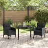 Conjunto de Comedor de Jardín con cojín 3 pcs Negro Poliratán 4