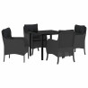 Conjunto de Comedor de Jardín con cojín 5 pcs Negro Poliratán 2