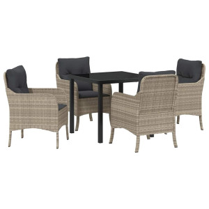 Conjunto de Comedor de Jardín 5 pcs Gris claro Poliratán H