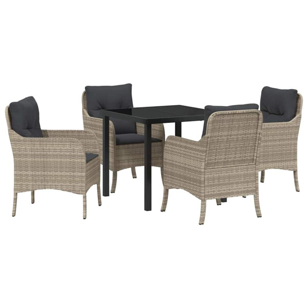 Conjunto de Comedor de Jardín 5 pcs Gris claro Poliratán M 2