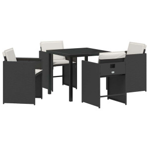Conjunto de Comedor de Jardín 5 pcs Negro ratán sintético H