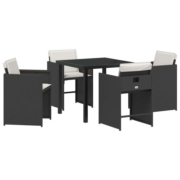 Conjunto de Comedor de Jardín 5 pcs Negro ratán sintético M 2