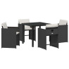 Conjunto de Comedor de Jardín 5 pcs Negro ratán sintético 2