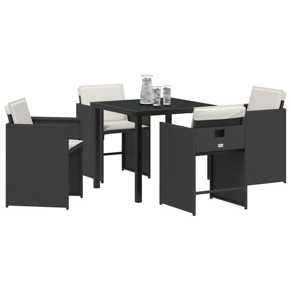 Conjunto de Comedor de Jardín 5 pcs Negro ratán sintético M 3