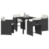 Conjunto de Comedor de Jardín 5 pcs Negro ratán sintético 3