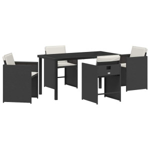 Conjunto de Comedor de Jardín 5 pcs Negro ratán sintético H