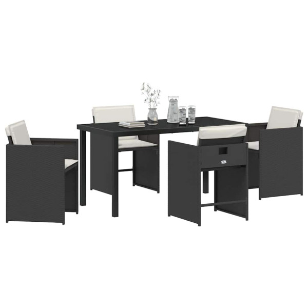Conjunto de Comedor de Jardín 5 pcs Negro ratán sintético M 3