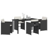Conjunto de Comedor de Jardín 5 pcs Negro ratán sintético 3