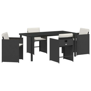 Conjunto de Comedor de Jardín 5 pcs Negro ratán sintético H