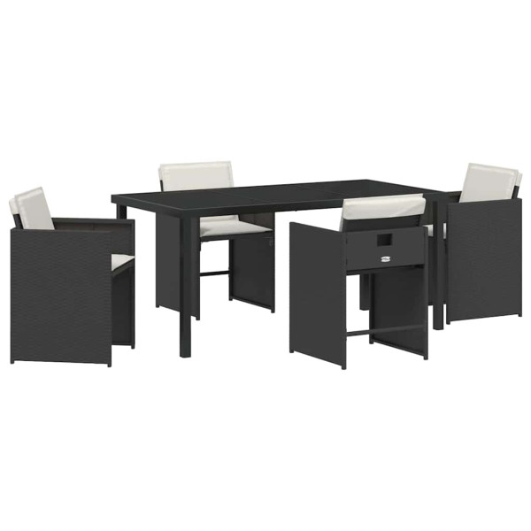 Conjunto de Comedor de Jardín 5 pcs Negro ratán sintético M 2