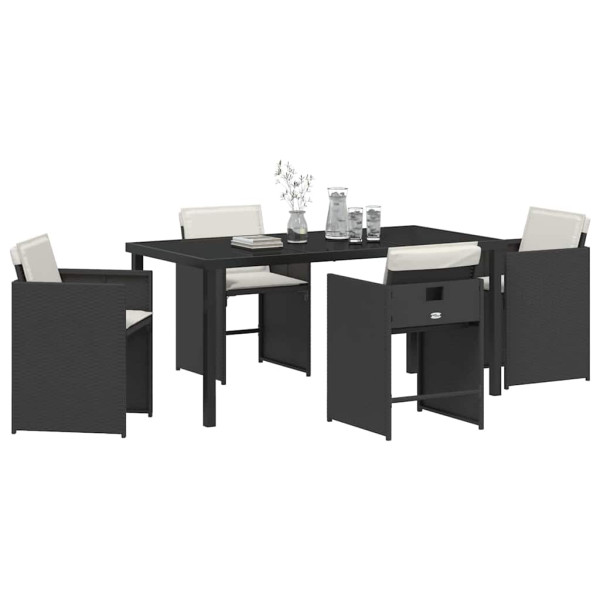 Conjunto de Comedor de Jardín 5 pcs Negro ratán sintético M 3